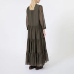 S MAX MARA SMMSarah Cotton & Silk Voile Maxi Dress in Khaki