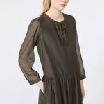 S MAX MARA SMMSarah Cotton & Silk Voile Maxi Dress in Khaki