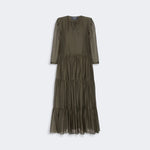 S MAX MARA SMMSarah Cotton & Silk Voile Maxi Dress in Khaki