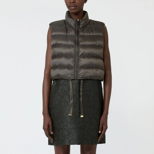 S MAX MARA MTCFavilla Water-Repellent Padded Cropped Gilet in Khaki