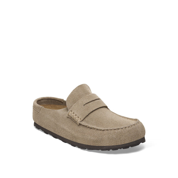 BIRKENSTOCK Naples Wrapped Suede Leather Shoes in Taupe