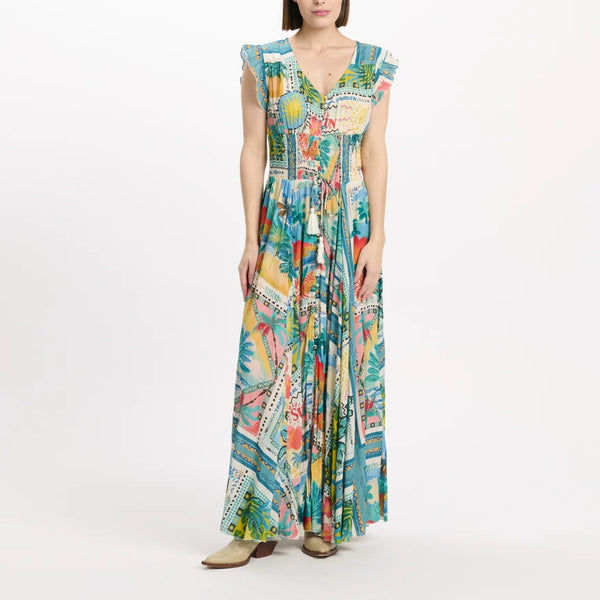 MISS JUNE Taly Printed Long Dress in Multi