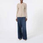 S MAX MARA SMMLimone Woolen Yarn Fitted Cardigan in Beige