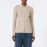 S MAX MARA SMMLimone Woolen Yarn Fitted Cardigan in Beige
