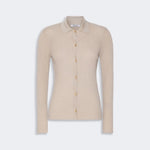 S MAX MARA SMMLimone Woolen Yarn Fitted Cardigan in Beige