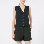 S MAX MARA SMMSaggio Cotton & Silk Cashmere Yarn Gilet in Green