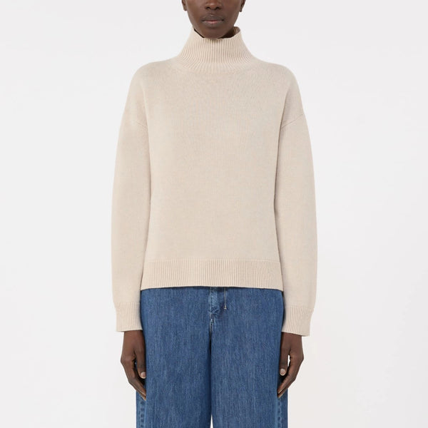 S MAX MARA SMMMarina Boxy-Fit Wool & Cashmere Polo Neck Sweater in White