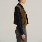 V DE VINSTER Isaac Embroidered Velvet Waistcoat in Khaki