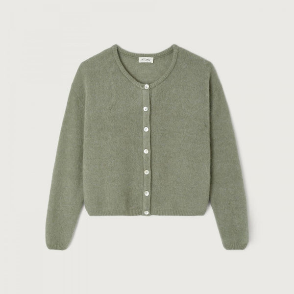 AMERICAN VINTAGE Vitow Alpaca Mix Cardigan in Khaki Melange