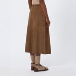 S MAX MARA Cipria Flared Suede Skirt in Dark Brown