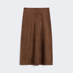 S MAX MARA Cipria Flared Suede Skirt in Dark Brown