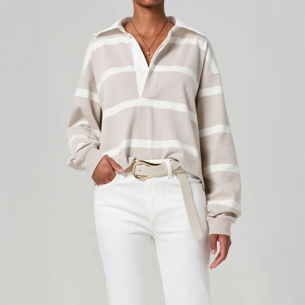 CITIZENS OF HUMANITY Aris Rugby Shirt in Sndatlas/Pmina Stripe