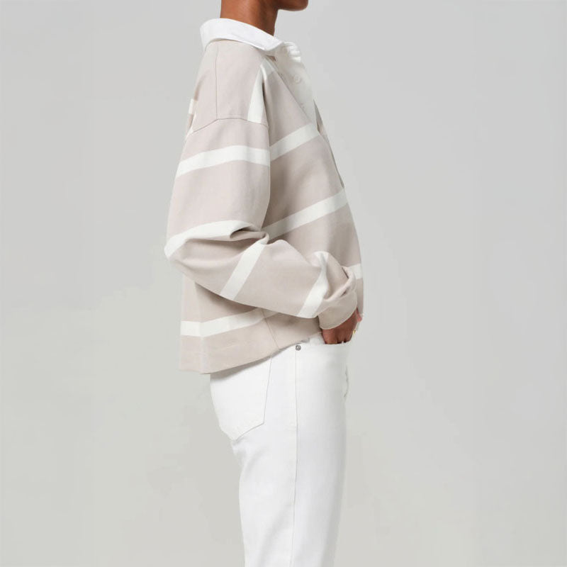 CITIZENS OF HUMANITY Aris Rugby Shirt in Sndatlas/Pmina Stripe