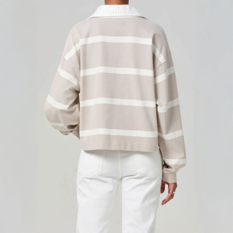 CITIZENS OF HUMANITY Aris Rugby Shirt in Sndatlas/Pmina Stripe