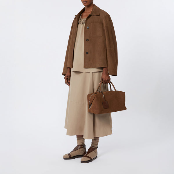 S MAX MARA Cloe Suede Shacket in Dark Brown