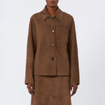S MAX MARA Cloe Suede Shacket in Dark Brown