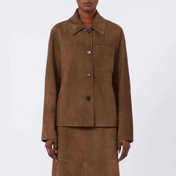 S MAX MARA Cloe Suede Shacket in Dark Brown