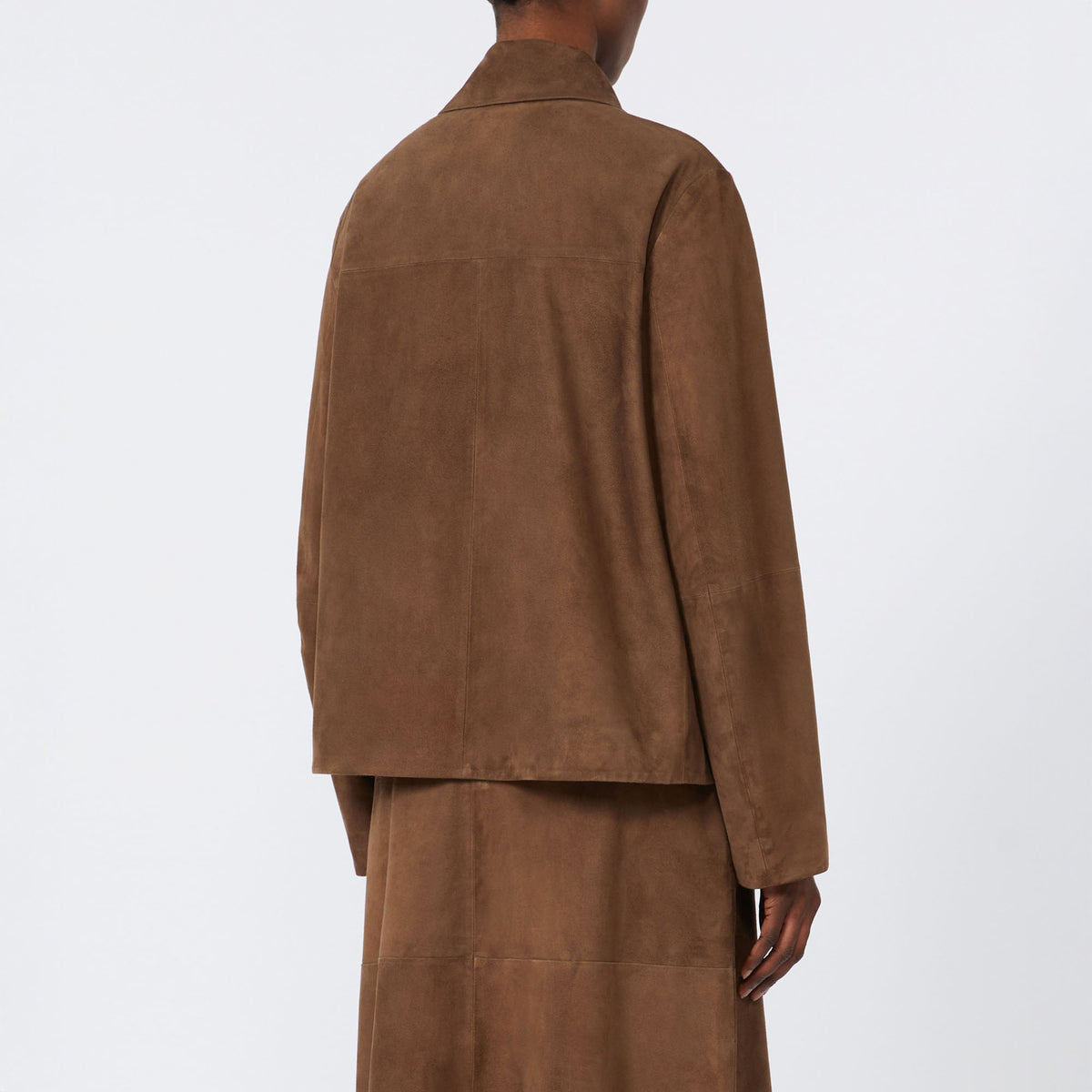 S MAX MARA Cloe Suede Shacket in Dark Brown