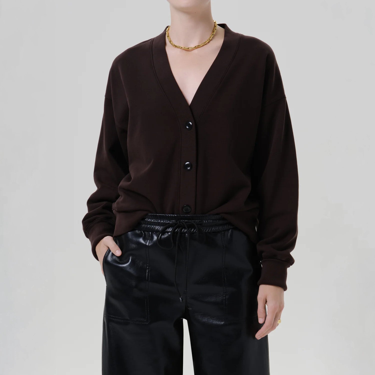 CITIZENS OF HUMANITY Fleece Cardigan in Chocolate
