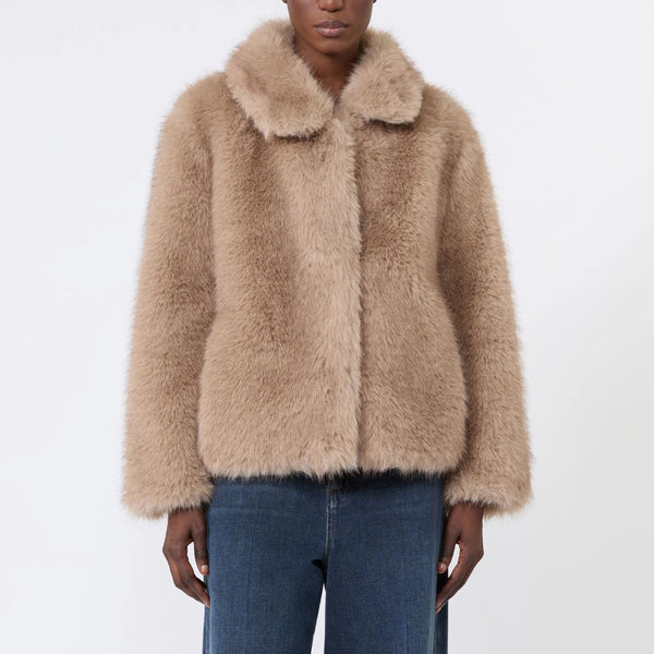 S MAX MARA SMMAlce Soft Textured Wide Fit Short Coat in Honey