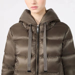 S MAX MARA MTCOceano Short Water-Repellent Plain Weave Fabric Puffer Jacket in Dark Green
