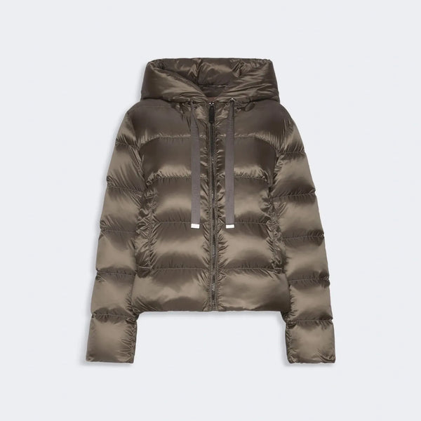 S MAX MARA MTCOceano Short Water-Repellent Plain Weave Fabric Puffer Jacket in Dark Green