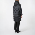 S MAX MARA MTCTrefe Midi Puffer Jacket with Hood in Water-Repellent Fabric in Black