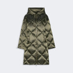 S MAX MARA MTCTrefe Midi Puffer Jacket with Hood in Water-Repellent Fabric in Dark Green