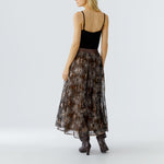 OUI Sequin Embroidered Skirt in Black/Brown