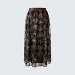 OUI Sequin Embroidered Skirt in Black/Brown