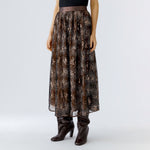 OUI Sequin Embroidered Skirt in Black/Brown