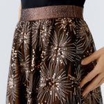 OUI Sequin Embroidered Skirt in Black/Brown
