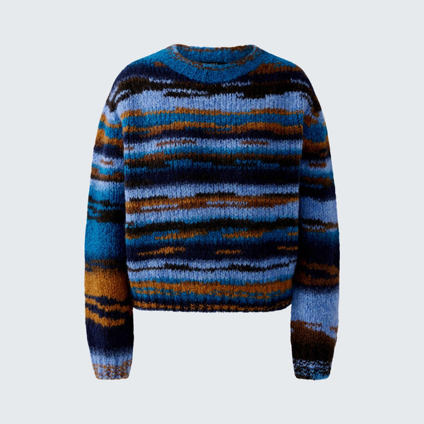 OUI Gradient Wool Jumper in Dark Blue Camel