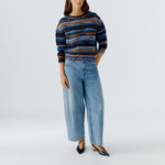 OUI Gradient Wool Jumper in Dark Blue Camel