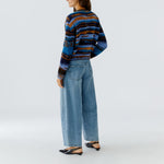 OUI Gradient Wool Jumper in Dark Blue Camel