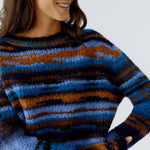 OUI Gradient Wool Jumper in Dark Blue Camel