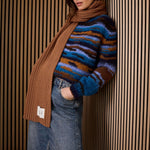 OUI Gradient Wool Jumper in Dark Blue Camel