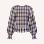 BY-BAR Yena Frill Hem Blouse in Tokyo Check