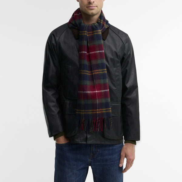 BARBOUR Wool Cashmere Tartan Scarf in Winterberry Tartan