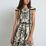 SOPHIE + LUCIE Christian Embroidered Dress in Cream/Black