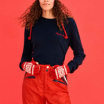 JUMPER 1234 Apres Ski Crew Neck Jumper in New Navy/Scarlet