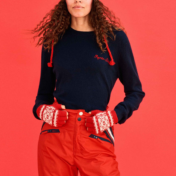 JUMPER 1234 Apres Ski Crew Neck Jumper in New Navy/Scarlet