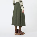 WEEKEND MAX MARA WKDBriose Flared Nylon Canvas Quilted Skirt in Khaki