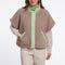 RINO & PELLE Zehra Fleece Teddy Gilet in Light Mocha/Fluorescent Green