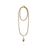 TALIS CHAINS Shell Pendant on Tigers Eye Beads in Tigers Eye