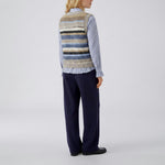 OUI Stripe Knitted Tank in Light Brown/Blue