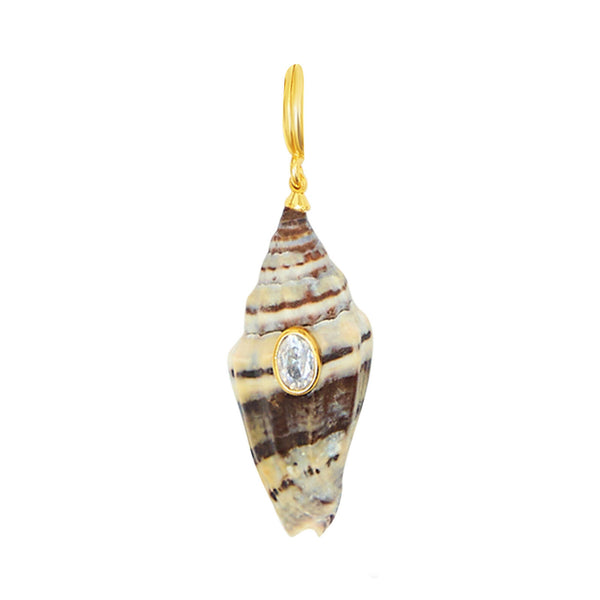 TALIS CHAINS Shell Pendant on Tigers Eye Beads in Tigers Eye