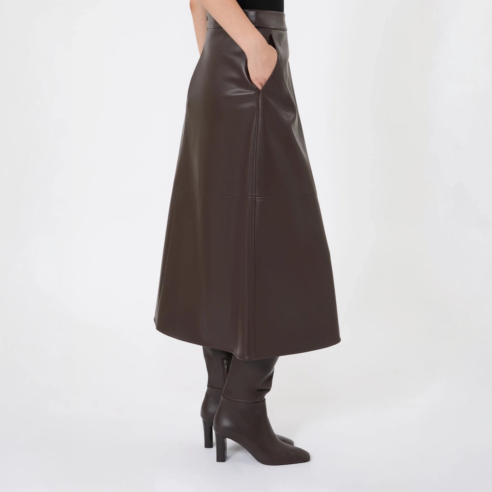 S MAX MARA SMMNordica Flared Midi Skirt in Brown