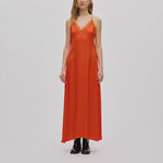 RABENS SALONER Chefira Contrast Lace Camisol Dress in Deep Mandarin