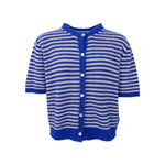 BLACK COLOUR BCDell Striped Short Sleeve Cardigan in Blue